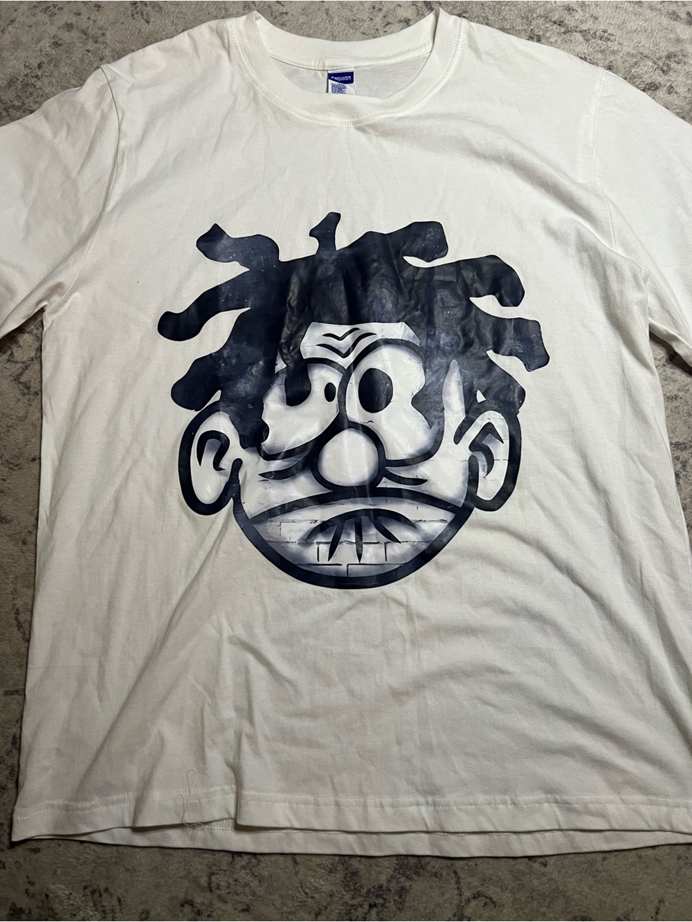 Fashion Graphic Face Crewneck Tee in White